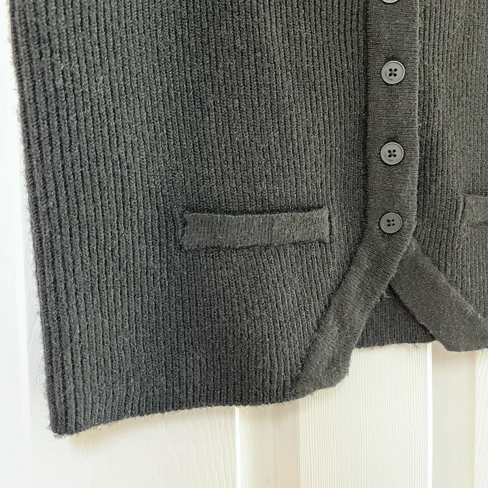 SOLD NWT Oak + Fort Black Relaxed Button Front Vest Cardigan M - Picture 10 of 16